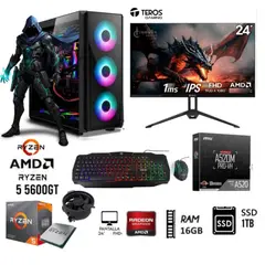 AMD - COMPUTADORA PC GAMER RYZEN 5 5600GT +RAM16GB+ DISCO SSD 1TB MONITOR 24 FHD