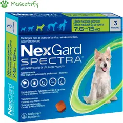 NEXGARD - Spectra 7.6 a 15kg x3 tabs - Antipulgas antiparasitario perros