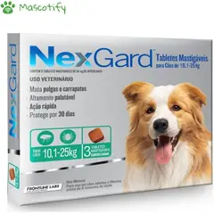 NEXGARD - 10 a 25kg x3 tab - 68mg Antipulgas para perros