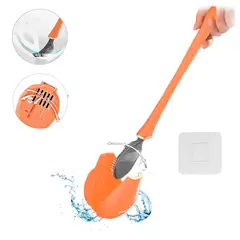 GENERICO - Cepillo para Inodoro de Silicona con Pegatina Naranja