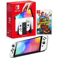 NINTENDO - Consola Switch Oled Blanco  Mario 3D World Bowser Fury.