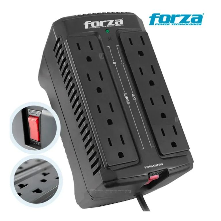 ESTABILIZADOR FORZA 8 TOMAS/900VA