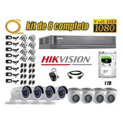 Hikvision - CÁMARAS SEGURIDAD KIT 8 FULL HD 1080P + DISCO 1TB P2P