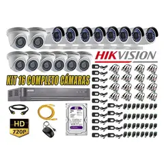 HIKVISION - CÁMARAS SEGURIDAD KIT 16 HD 720P + DISCO 2TB P2P HDMI
