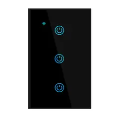 OEM - Interruptor Inteligente Wifi Táctil 3 Botones Con/Sin Neutro Negro