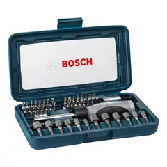 BOSCH - Set 46 piezas azul con atornillador + puntas + dados