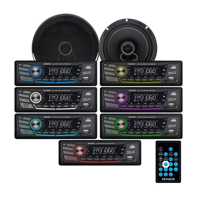 Combo Autoradio Bluetooth Desmontable 2 Parlantes 16cm AIWA CAW-2016BT Auto Radio