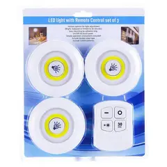 GENERICO - Set 3 Focos Led con Control Remoto y 3 Intensidades