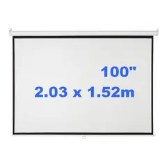 OEM - Pantalla Ecran Manual Retráctil 100 Pulgadas 2.03 x 1.52m Techo Pared