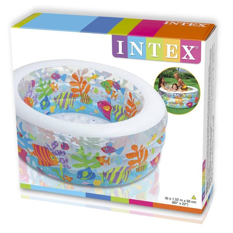 Intex - Piscina Inflable modelo acuario Base acolchada