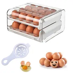 GENERICO - Porta huevos Acrílico doble bandeja alacena huevera para refrigeradora