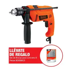 BLACK+DECKER - Taladro Percutor 1/2 HD555 550w Black & Decker + Set 8 pz