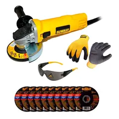DEWALT - Amoladora dwe4020si 800w + guantes lentes + 10 discos