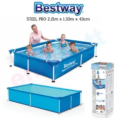 BESTWAY - - Piscina estructural rectangular Armable 2.21 M x 1.50 M x 43 CM