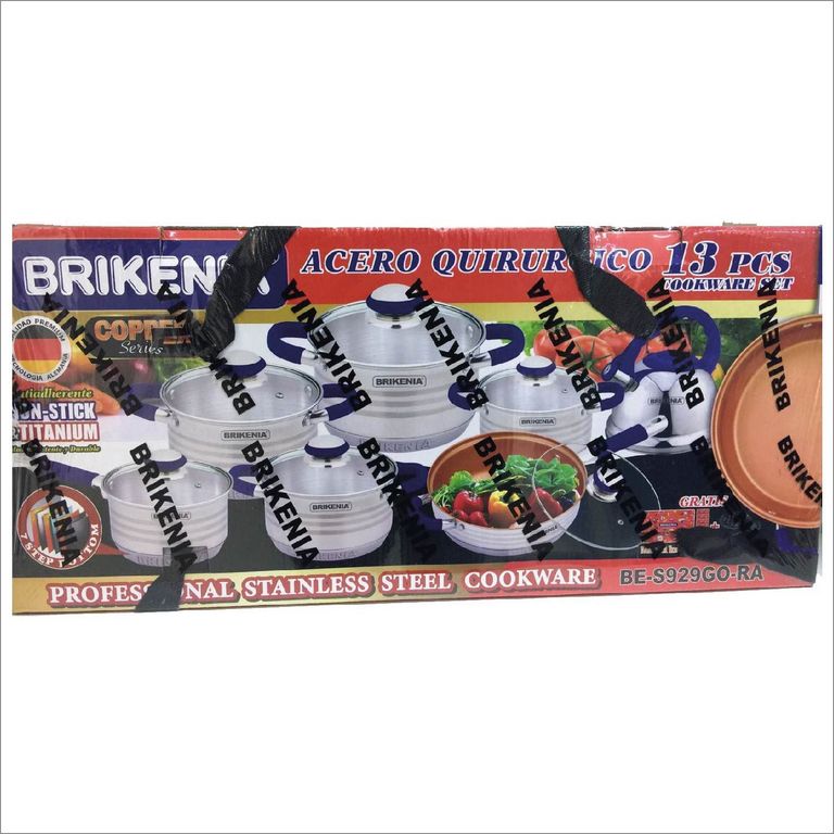 Juego de ollas BRIKENIA de acero Quirúrgico de 13 piezas