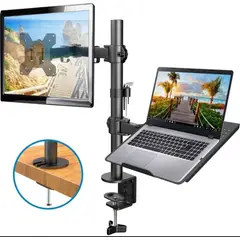 GENERICO - RACK PARA MONITOR Y LAPTOP PARA ESCRITORIO O MESA NEGRO