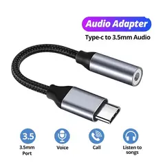 ENKORE - Nylon trenzado USB tipo C a adaptador auxiliar de 35mm tipo c