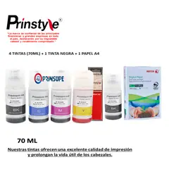 PRINSTYLE - TINTA  COMPATIBLLE EPSON 544 ( 70ML)+1TINTA+ 01 PAPEL XEROX