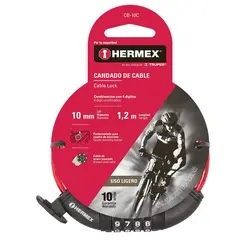 HERMEX - Cadena Bicicleta Candado de Clave Combinación CB-10C