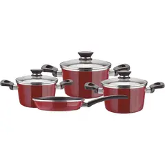 MAGEFESA - Juego de Ollas Acero Vitrificado 7 piezas Coral Rojo