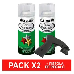 RUST OLEUM - Pack Pintura Aerosol Brillantina Sellador 290g x2 Pistola