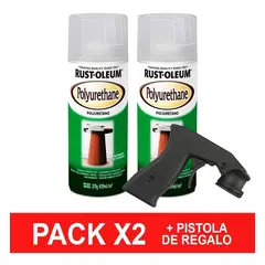 RUST OLEUM - Pack Pintura Aerosol Poliuretano Transp 319g x2 Pistola