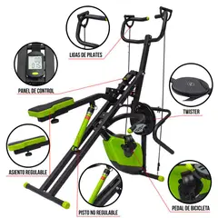 URBAN FIT - Maquina Abdominal + Bicicleta+ Pistón 12 Niv +Twister +Ligas