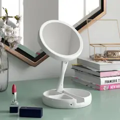 GENERICO - Espejo Luz Led Para Maquillaje Plegable 10x 1x