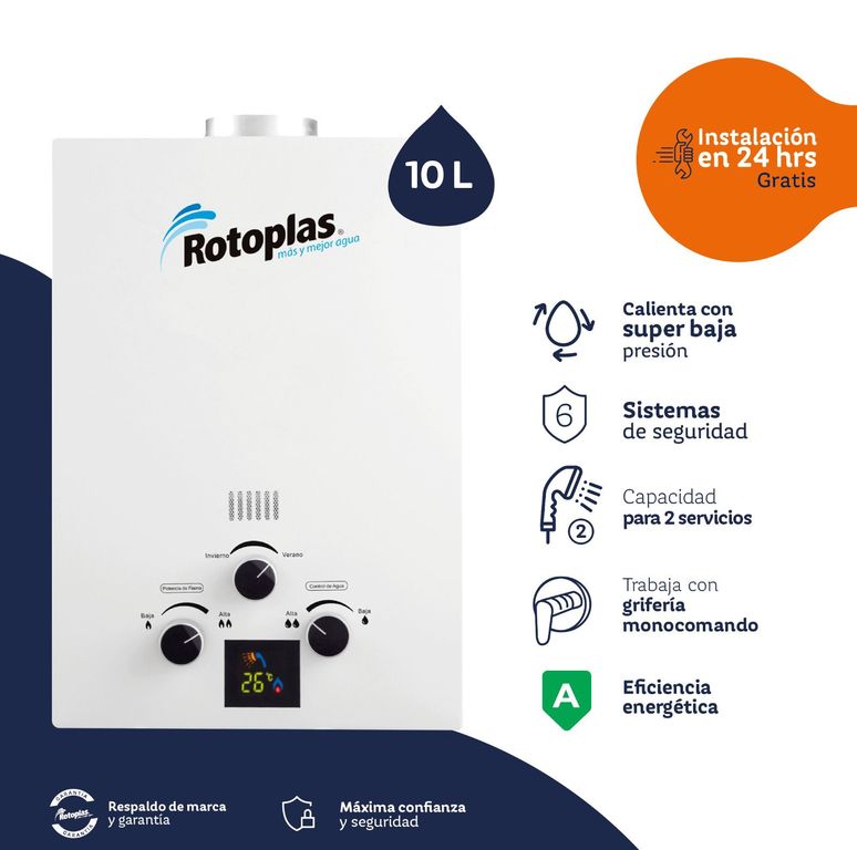 Terma a Gas Rotoplas FLAMING 10L GN