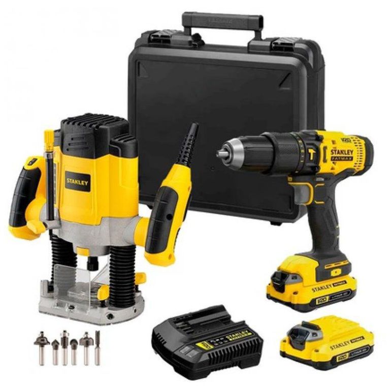 Taladro Percutor 1/2" 20V Fatmax + Ruteadora 1200W Scd711C2K-K7