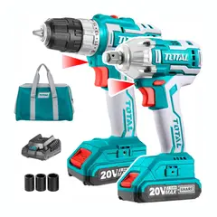 TOTAL TOOLS - COMBO 20V TALADRO ATORNILLADOR LLAVE DE IMPACTO TOTAL - TCKLI2007