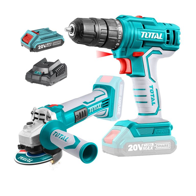 Amoladora Brushless + Taladro Atornillador inalambrico 20v Total