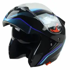 GENERICO - Casco Moto WLT 118 Classic Black/Blue (X Large)