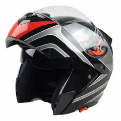 GENERICO - Casco Moto WLT 118 Classic Black/Red (Medium)
