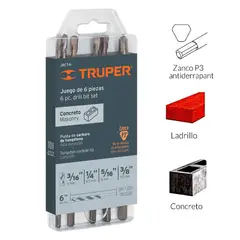 TRUPER - Juego de brocas para concreto 6 piezas