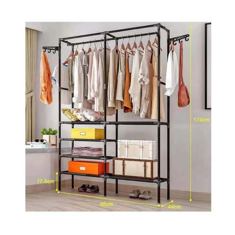 Ropero Perchero Organizador Armario Closet Armable 2 Cuerpos negro