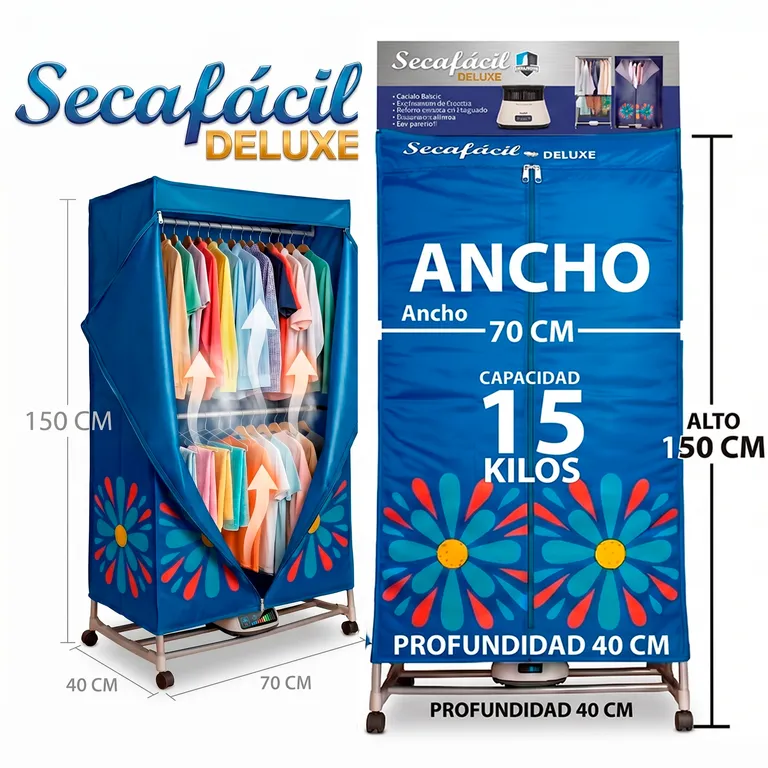 Secadora de ropa eléctrica 1200w Secafácil DELUXE