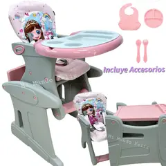 BABY HAPPY - Silla de Comer para Bebe 3 en 1 Plato Babero Pinkys