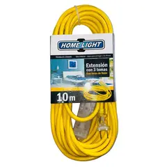 HOME LIGHT - Extensión eléctrica vulcanizado 10 Metros x 3 Tomas