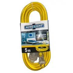 HOME LIGHT - Extensión eléctrica vulcanizado 5 Metros x 3 Tomas