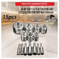 GENERICO - BROCAS DIAMANTADAS set de 15 unidades, mayolica,vidrio
