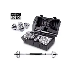 GENERICO - Set de Pesas 20 kg Mancuernas + Adaptador + Maletín