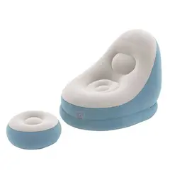 BESTWAY - Sillon Inflable Con Poof celeste
