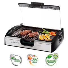 OSTER - Parrilla con tapa de vidrio refractario bioceramic CKSTGR3006