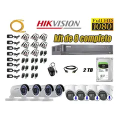 Hikvision - CÁMARAS SEGURIDAD KIT 8 FULL HD 4 CAMARA AUDIO INCORPORADO + DISCO 2TB