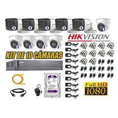 HIKVISION - CÁMARAS SEGURIDAD KIT 10 CON AUDIO INCORPORADO FULL HD + DISCO 2TB