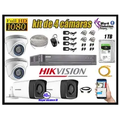 Hikvision - CÁMARAS SEGURIDAD KIT 4 IT3F FULL HD + DISCO 1TB MAYOR ALCANCE P2P