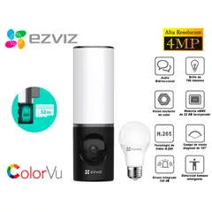 EZVIZ - Cámara Wifi Lc3 Iluminacion Inteligente 4Mp Sd 32Gb + Foco LB1