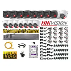 HIKVISION - CÁMARAS SEGURIDAD KIT 16 FULL HD 1080P CON AUDIO INCORPORADO 1TB