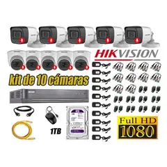 HIKVISION - CÁMARAS SEGURIDAD KIT 10 FULL HD 1080P CON AUDIO INCORPORADO 1TB
